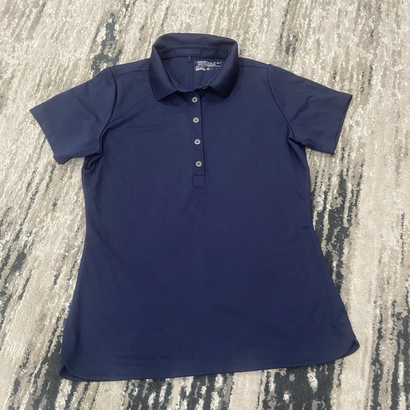 Nike Golf Polo Shirt Womens M Blue Tour Performance DriFit Pullover Stretch - Picture 1 of 6